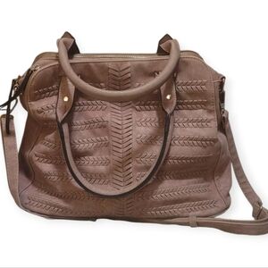 Suede Taupe Handbag Crossbody Bag. Corner Wear One Side